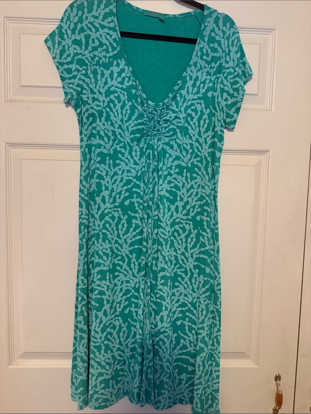 Fresh Produce Teal and Light Teal Patterned Short-Sleeve Dress
